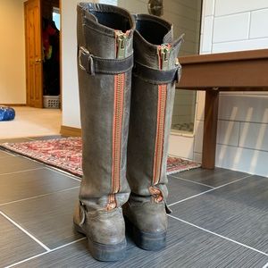 Steve Madden tall leather boots with brass zipper